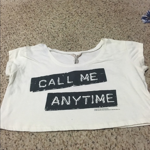 Call me Anytime white crop top