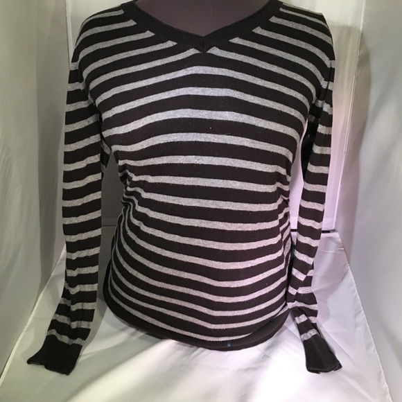 Motherhood Maternity Gray/Black Striped Sweater