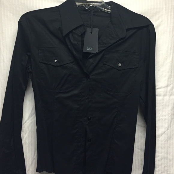 Black cotton MAEVA button down shirt