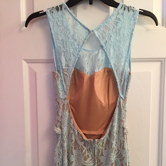 Beautiful light blue lace prom dress - Picture 2 of 4