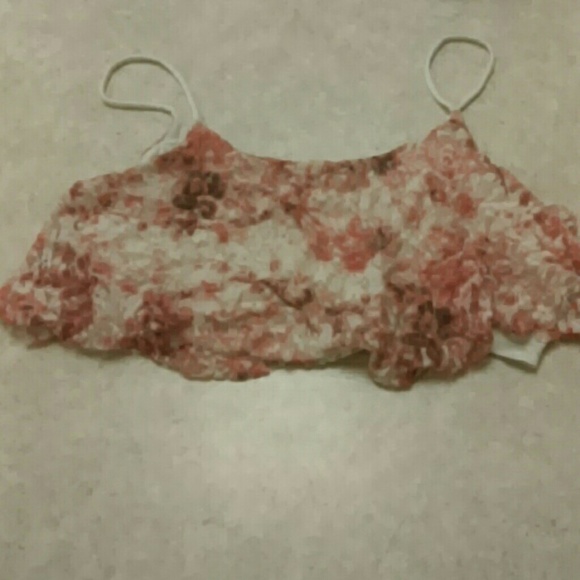 Floral Orange & Cream Medium Crop Top