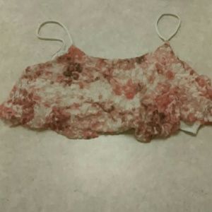 Floral Orange & Cream Medium Crop Top