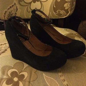 Jeffrey Campbell Suede Platform Mary Jane Wedges
