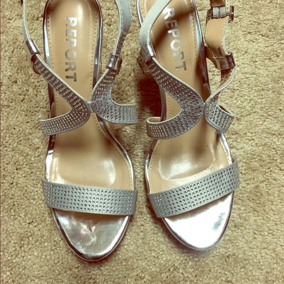 Silver high heel sandals