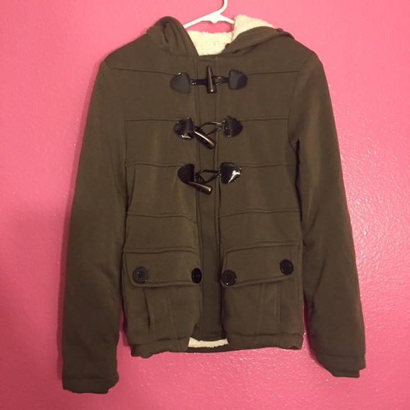 Olive Green Toggle Fleece Lined Jacket