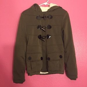 Olive Green Toggle Fleece Lined Jacket