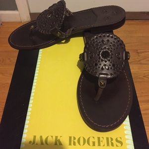 Jack Rogers Georgica brown leather sandals. Size 7
