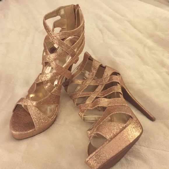 Gold Strappy Heels