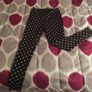 High waist polka dot stretch pants
