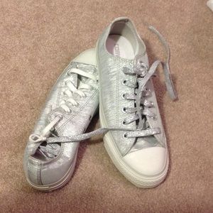 Shiny silver Converse All Stars