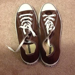 Never worn! Chocolate Brown Converse All Stars.