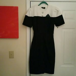 White/Navy Vintage Dress