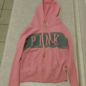 PINK pink & grey Zip-Up Hoodie