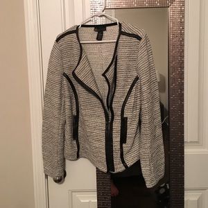 grey black and white jacket