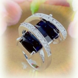 925 SS. Dark Blue Sapphire CZ Ring- NWOT