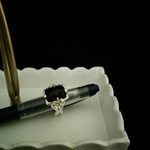 Designer Sterling Silver and 18 k Gold Onyx Ring