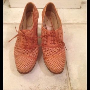 J. Crew mesh leather Oxford lace up booties