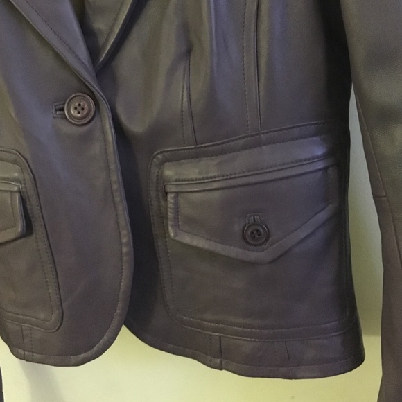 Vintage Plum 100% leather blazer Designer: i.e. - Picture 2 of 4