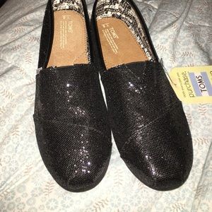 Black Glitter Youth Toms