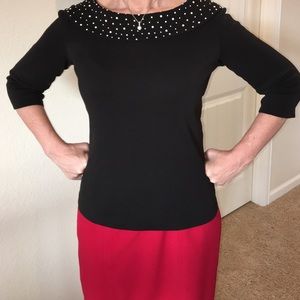 Classy black top with shawl collar