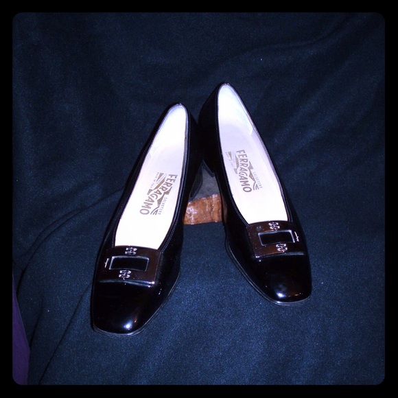 Authentic Salvatore Ferregamo patent leather shoes