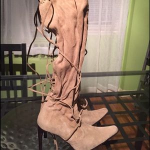 Italian Made Suede Taupe Boots