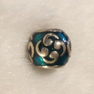 PANDORA SILVER AND TEAL ENAMEL ZEN CHARM