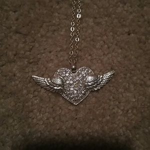 Heart necklace with wings