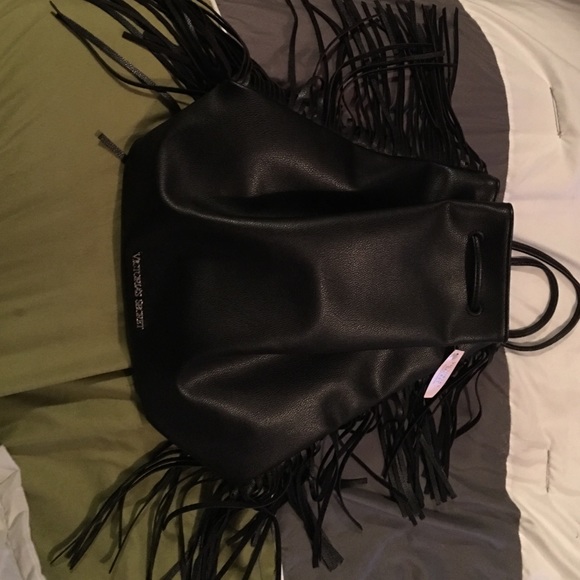 Victoria's Secret black leather back pack. - Picture 1 of 3