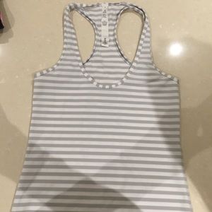 Grey and white lululemon tank top