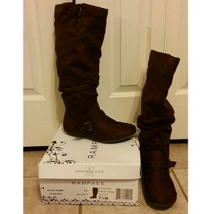Rampage 7.5 Brown Faux Suede Slouchy Boots