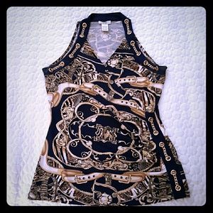Cache nautical tank with gold embellishments