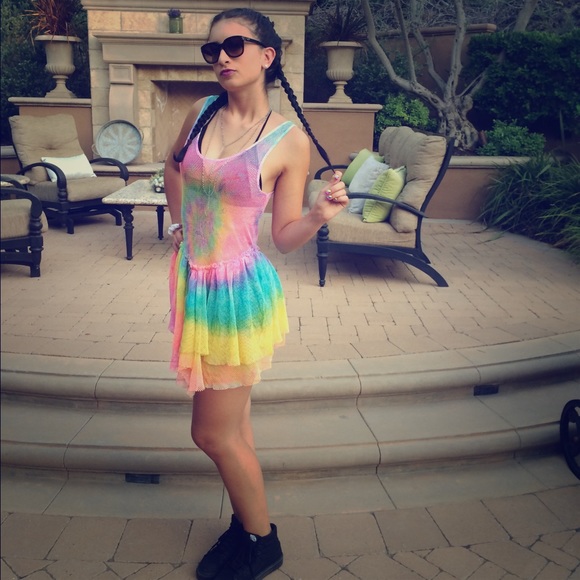 UNIF Rainbow Mesh Dress