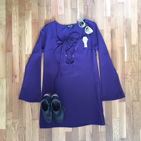 Nasty Gal Purple Lace Up Dress - Picture 1 of 2