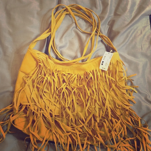 Foreign Exchange Bags Mustard Colored Crossbody Bag With Fringes Poshmark