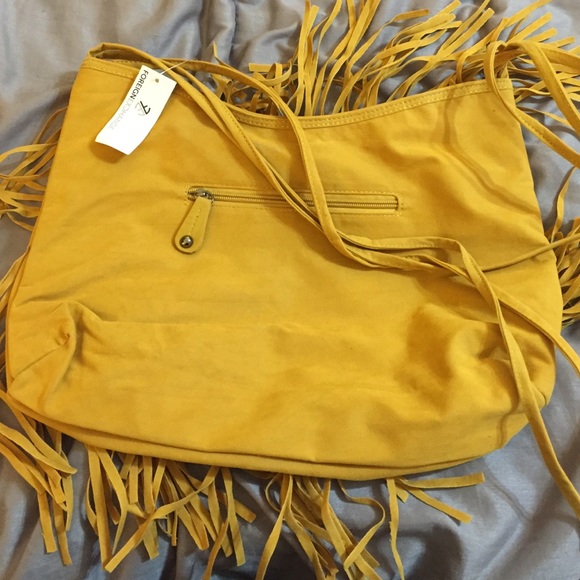 Foreign Exchange Bags Mustard Colored Crossbody Bag With Fringes Poshmark