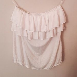 White ruffle tube top