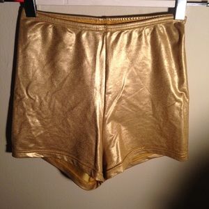 American Apparel Lame Gold high waist hot shorts