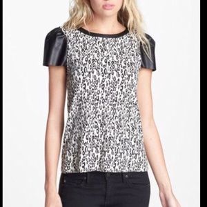 Ella Moss faux leather cap sleeve top 💗