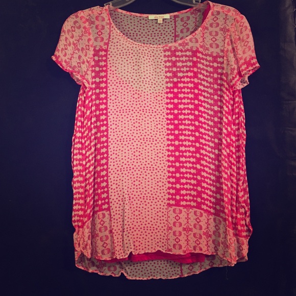 Ella Moss pink/white mixed print blouse