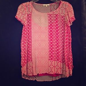 Ella Moss pink/white mixed print blouse