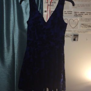 Soft Black & Blue Floral Printed Midi