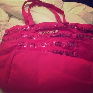 Pink Sequin Victoria Secret Tote