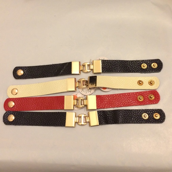 FIRM Black Red or Cream Gold "Leather" Bracelet - Picture 1 of 4
