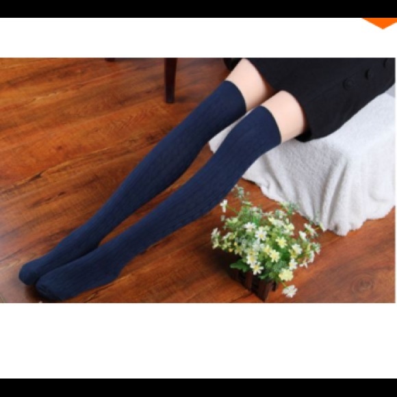 navy thigh high socks
