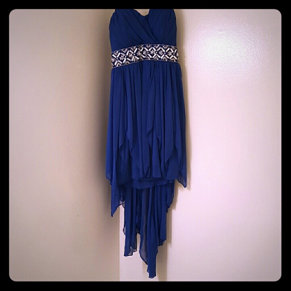 Royal blue strapless dress