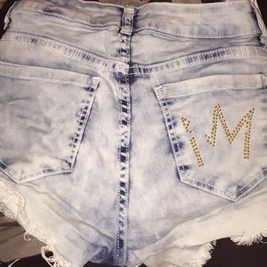 Nicki minaj acid wash high waist shorts