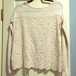 Cream Lace-Back Sweater