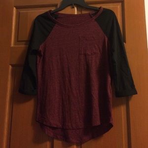 Burgundy/Black Baseball Tee