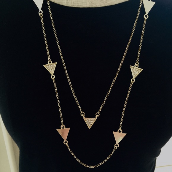 Layered Crystal Triangles Necklace - Picture 2 of 4